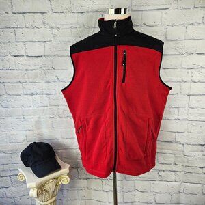 Cremieux Club 38 Performance Mens Size XL Red/Black Fleece Sleeveless Zip Vest